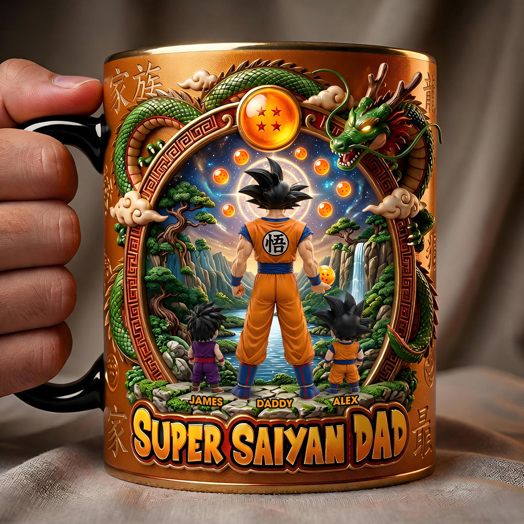 Personalized Super Saiyan Dad Coffee Mug Custom Gift for Father's Day
