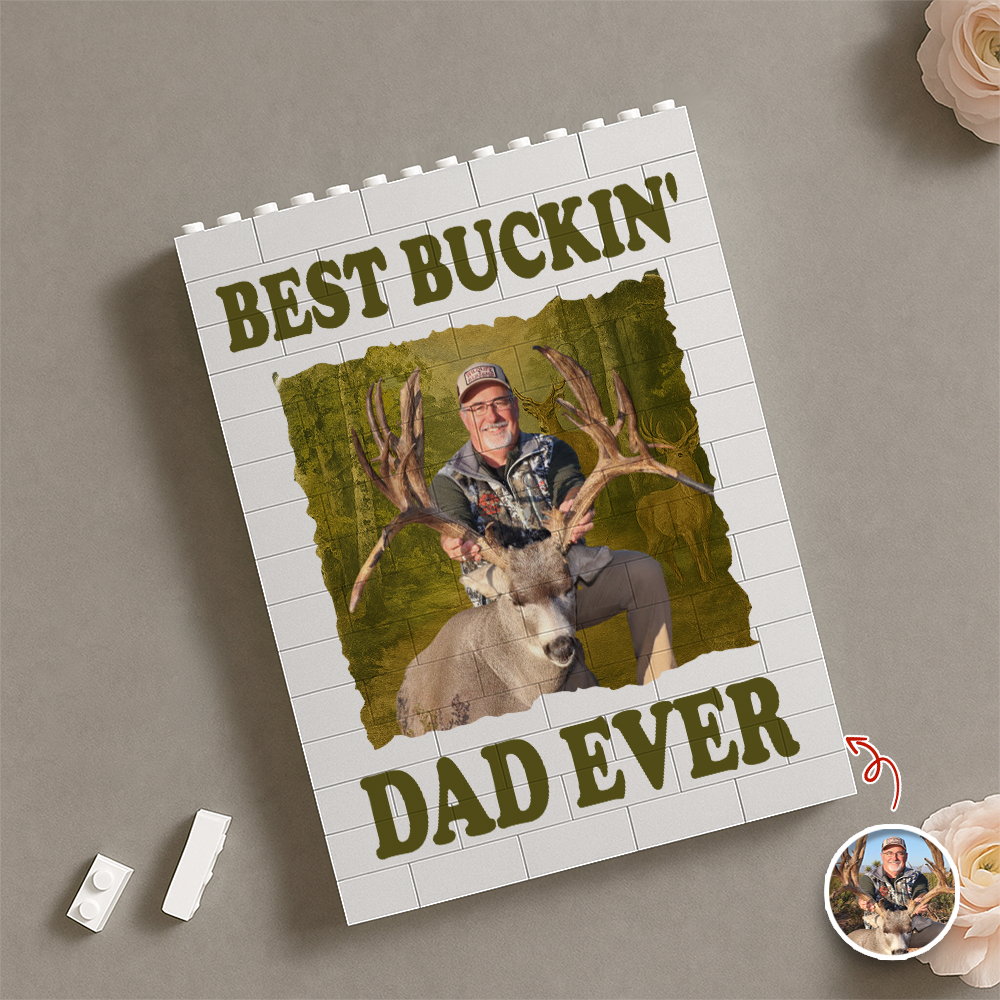 Custom Photo Building Blocks Gift for Dad Fishing Hunter HN590 - Building Blocks GradoCreations