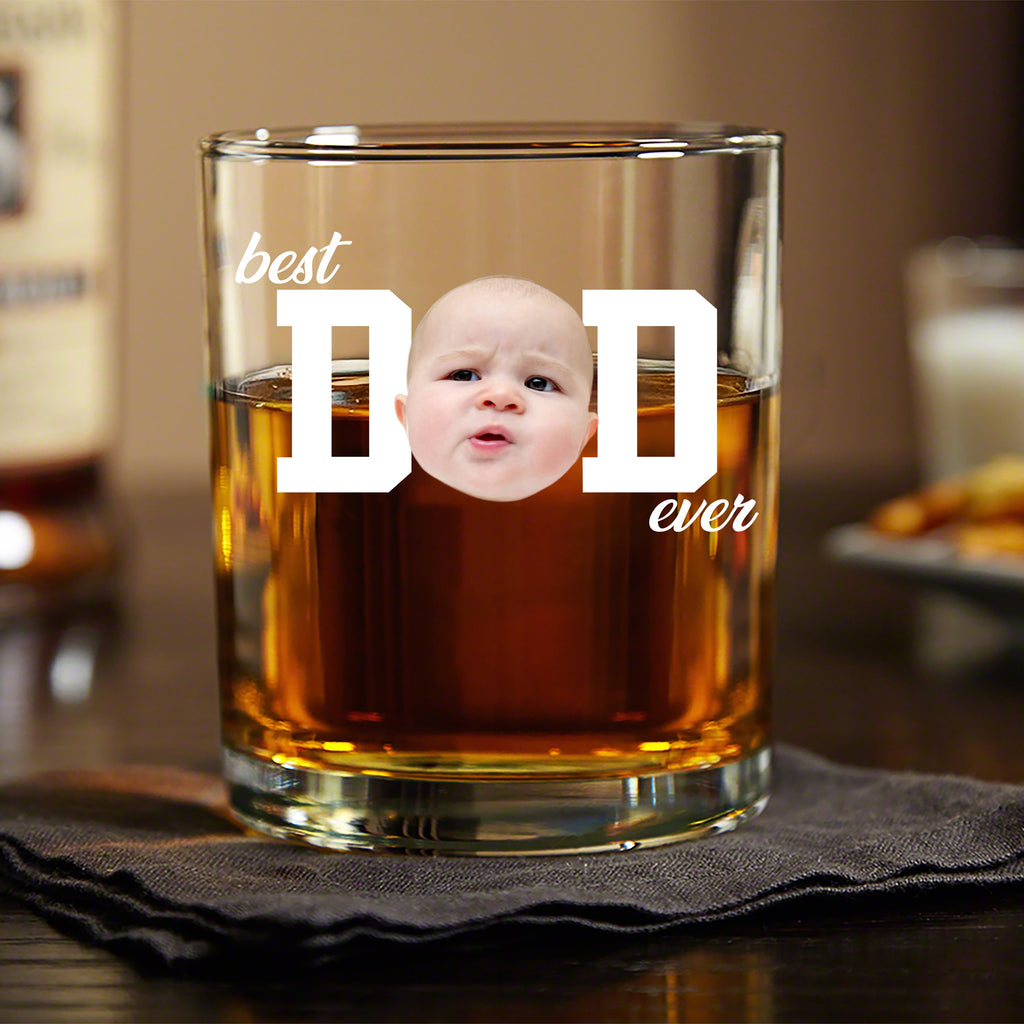 Personalized Funny Face Whiskey Glass Gift for Dad - Father's Day HN590 - Print Rock Glass GradoCreations