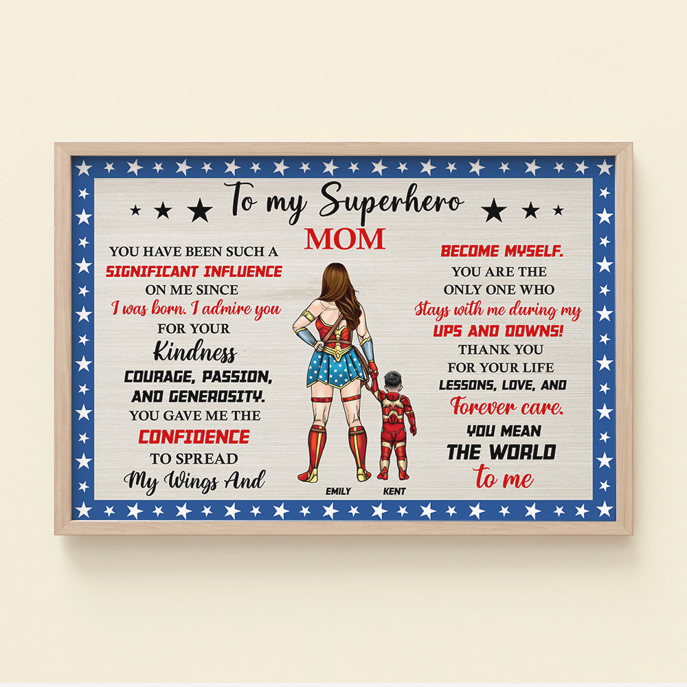 Personalized Canvas Poster for Mom Superhero Gift | Mother's Day