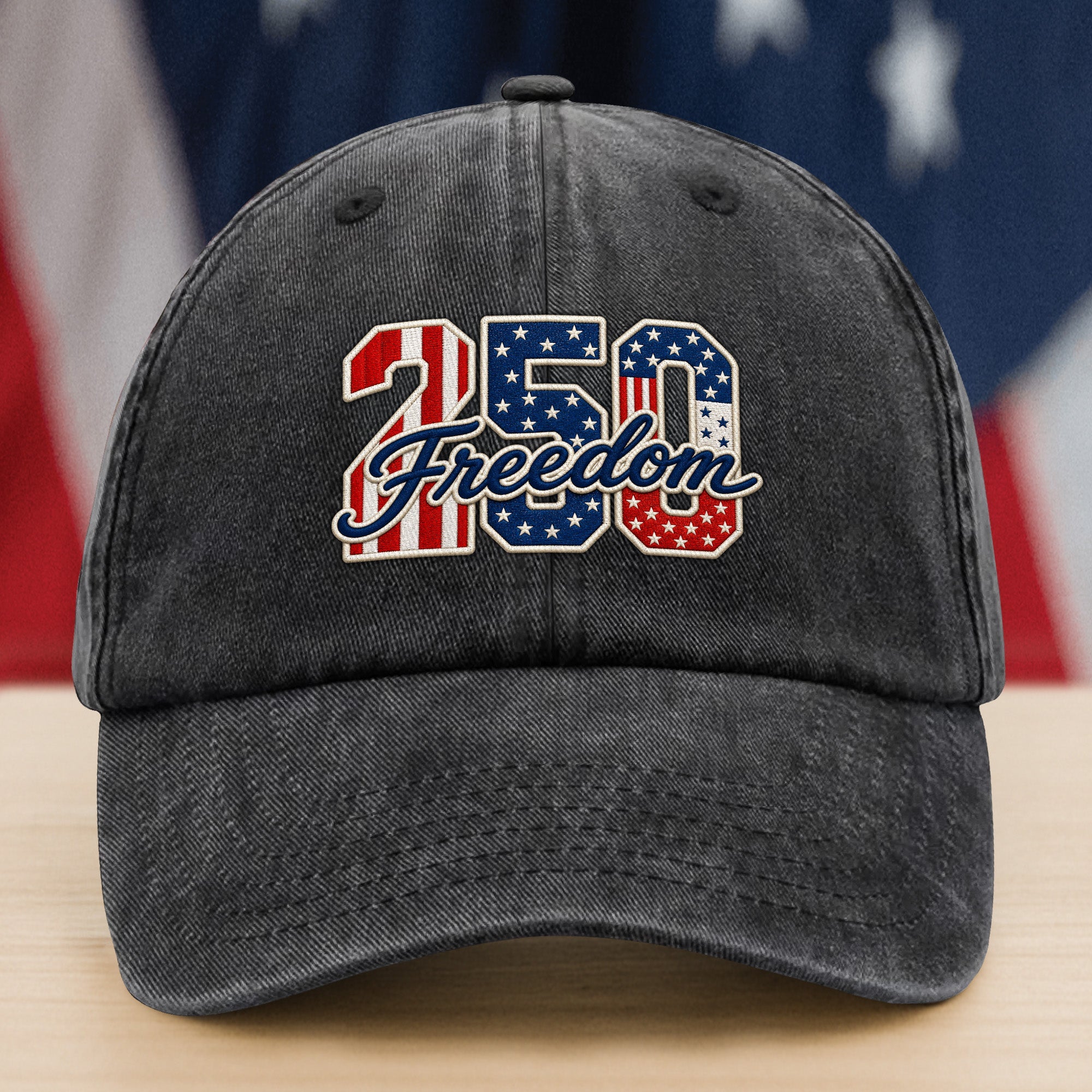 Personalized Embroidered Baseball Cap Patriotic Gift USA Flag HN590 - Embroidered Baseball Cap GradoCreations