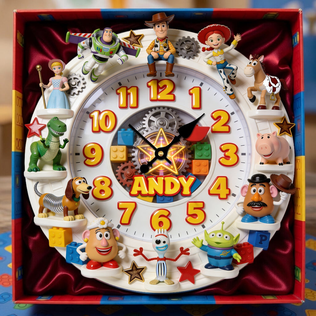 Personalized Kids Wall Clock with Cowboy Story Characters Gift Idea for Family Wall Hanging Clock GradoCreations