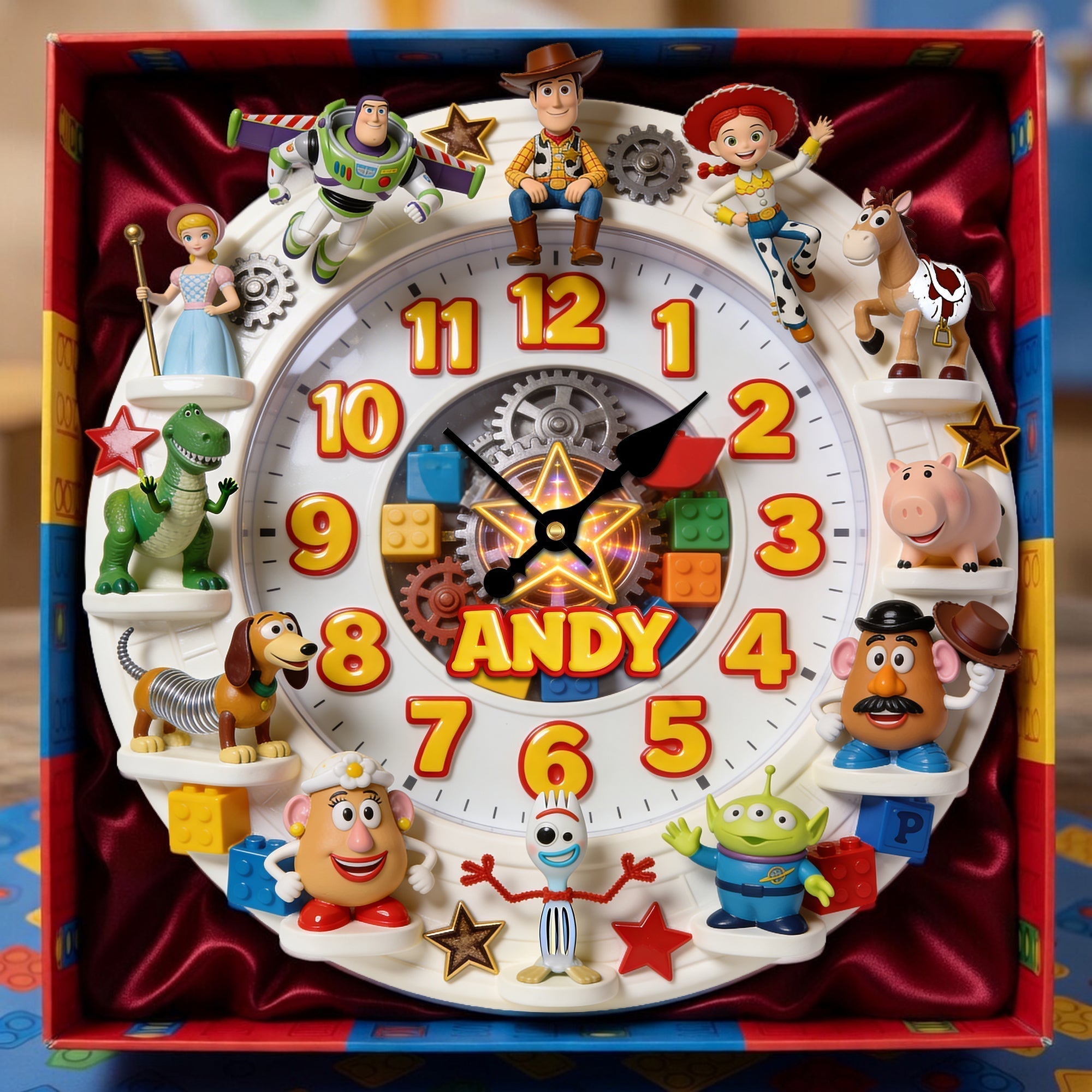 Personalized Kids Wall Clock with Cowboy Story Characters Gift Idea for Family Wall Hanging Clock GradoCreations