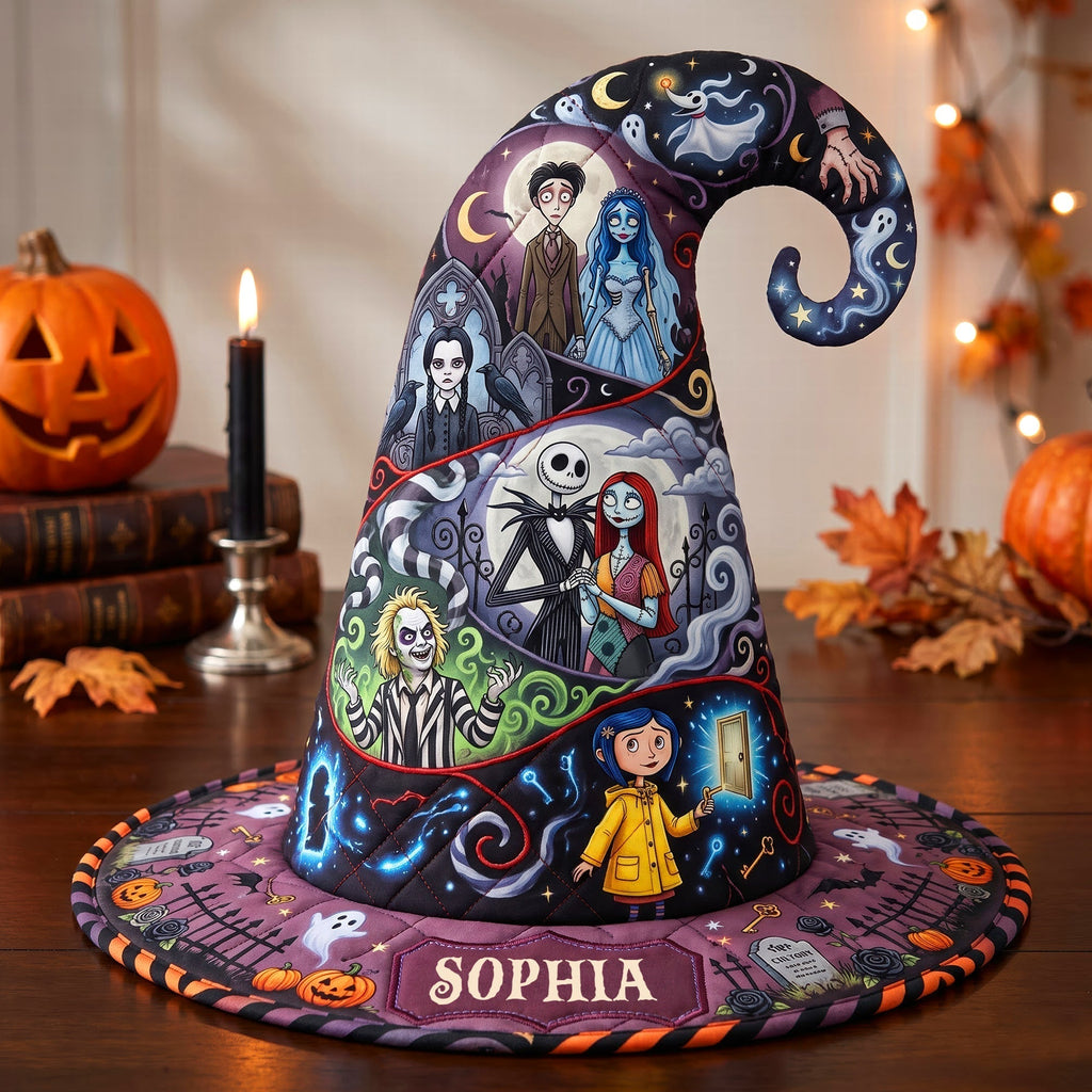 Personalized Quilted Witch Hat for Halloween | Unique Gift Idea Quilt Witch Hat GradoCreations