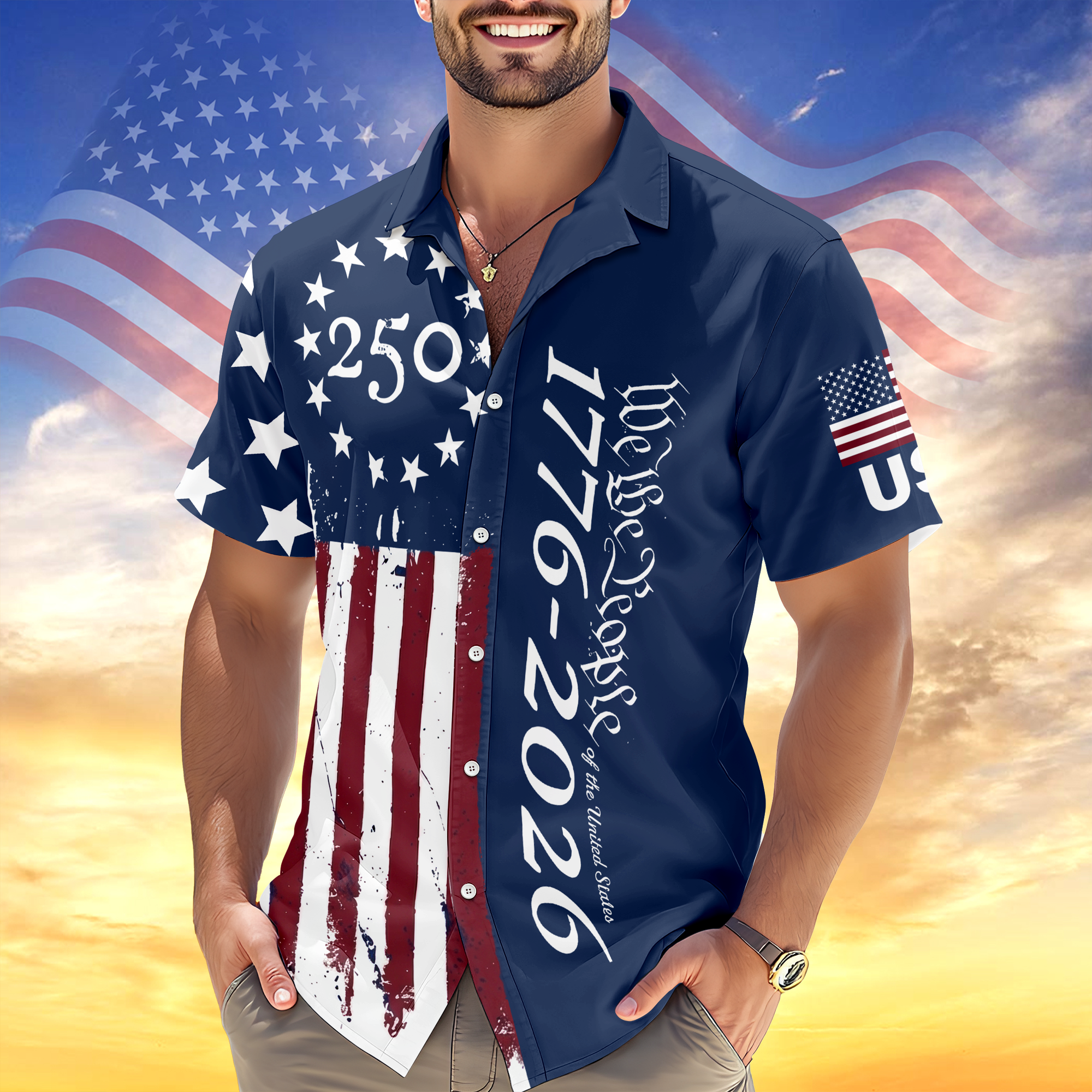 Personalized Hawaiian Shirt Custom Print Gift for 4th of July HN590 - AOP Hawai Shirt GradoCreations