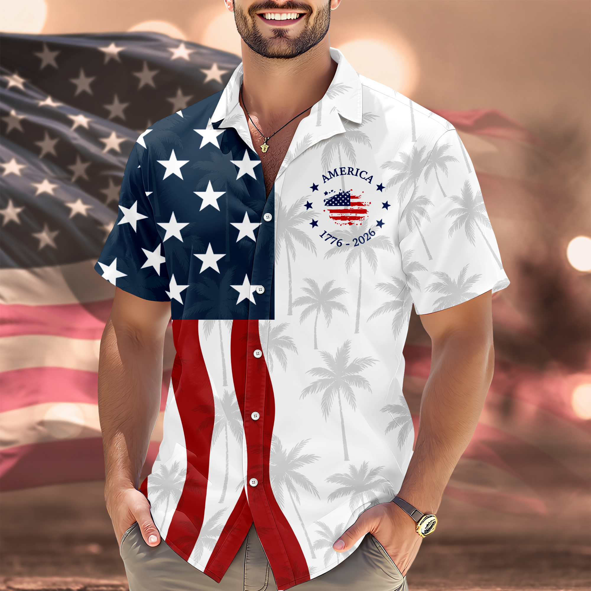 Personalized American Flag Hawaiian Shirt 250th Anniversary Gift HN590 - AOP Hawai Shirt GradoCreations