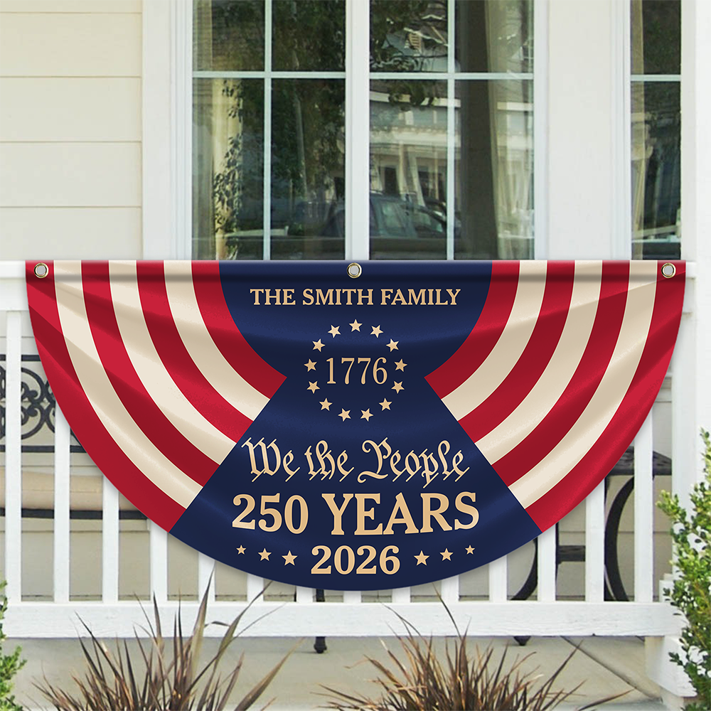 Personalized We The People Family Name Flag 4th of July Gift HN590 - Non-Pleated Fan Flag GradoCreations
