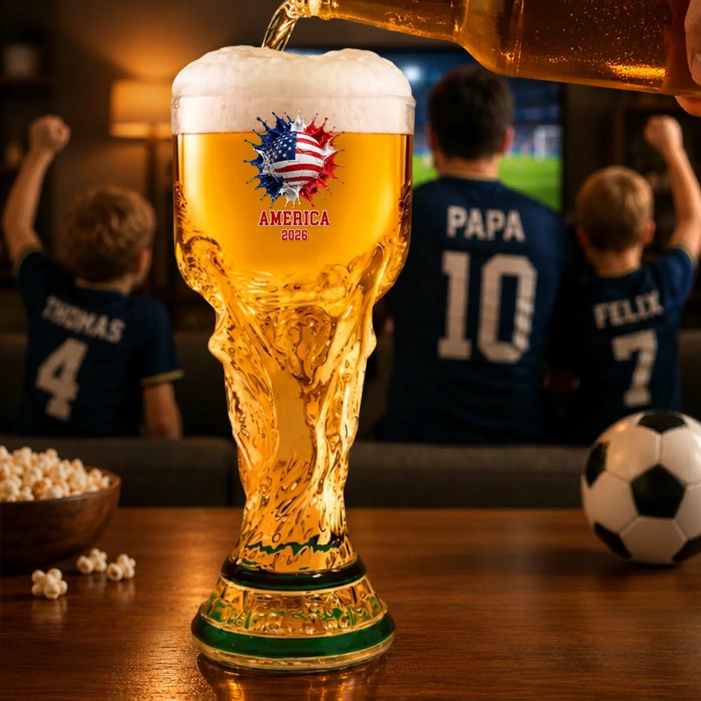 Personalized Trophy Beer Glass for Football Lovers - Custom Gift