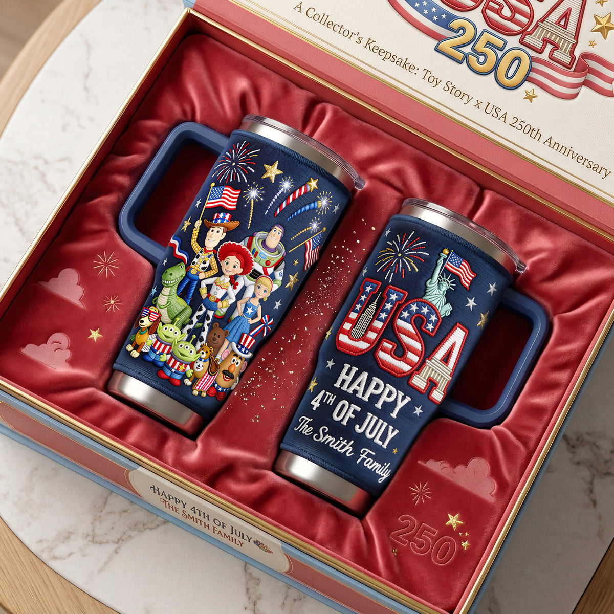 Personalized 4th of July Tumbler Custom Family Name USA Gift