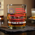 Personalized Whiskey Glass Custom Family Name 250 Years Freedom Gift HN590 - Print Rock Glass GradoCreations
