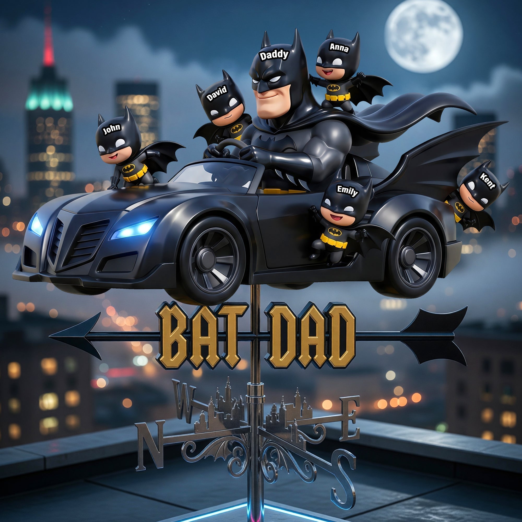 Personalized Bat Dad Weather Vane Custom Family Gift for Father’s Day
