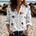 Personalized American Flag Blouse Shirt 4th of July Gift for Her HN590 - Blouse Shirt GradoCreations