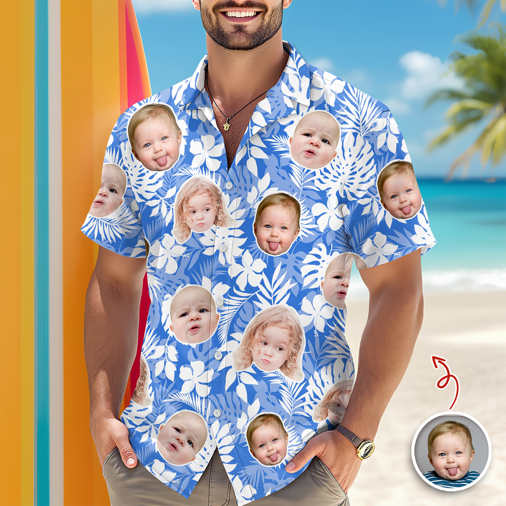 Personalized Tropical Aloha Hawaii Shirt Custom Photo Gift for Dad HN590 - AOP Hawai Shirt GradoCreations