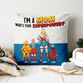 Personalized Superhero Mom Pillow Custom Family Names Gift for Mother's Day