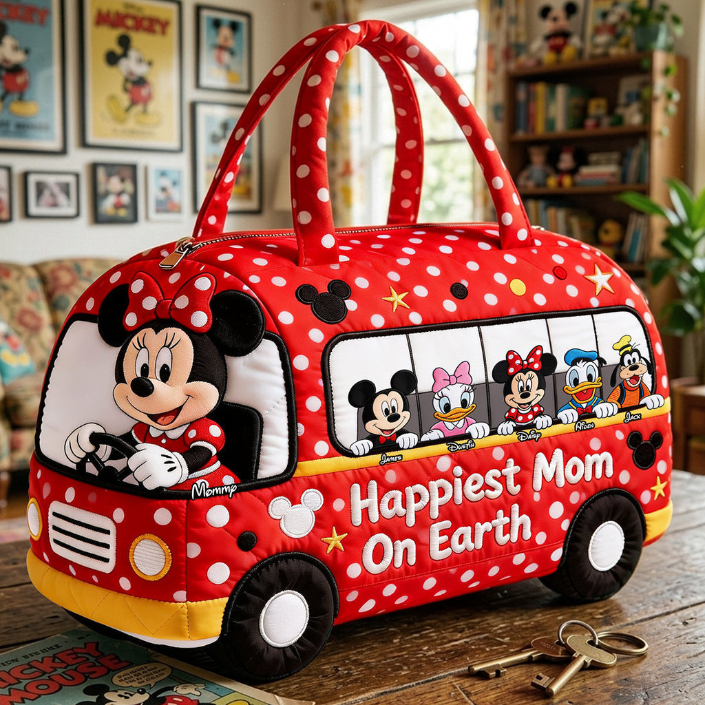 Personalized Minnie Mouse Duffle Bag Happiest Mom On Earth Gift Quilted Duffle Bag GradoCreations
