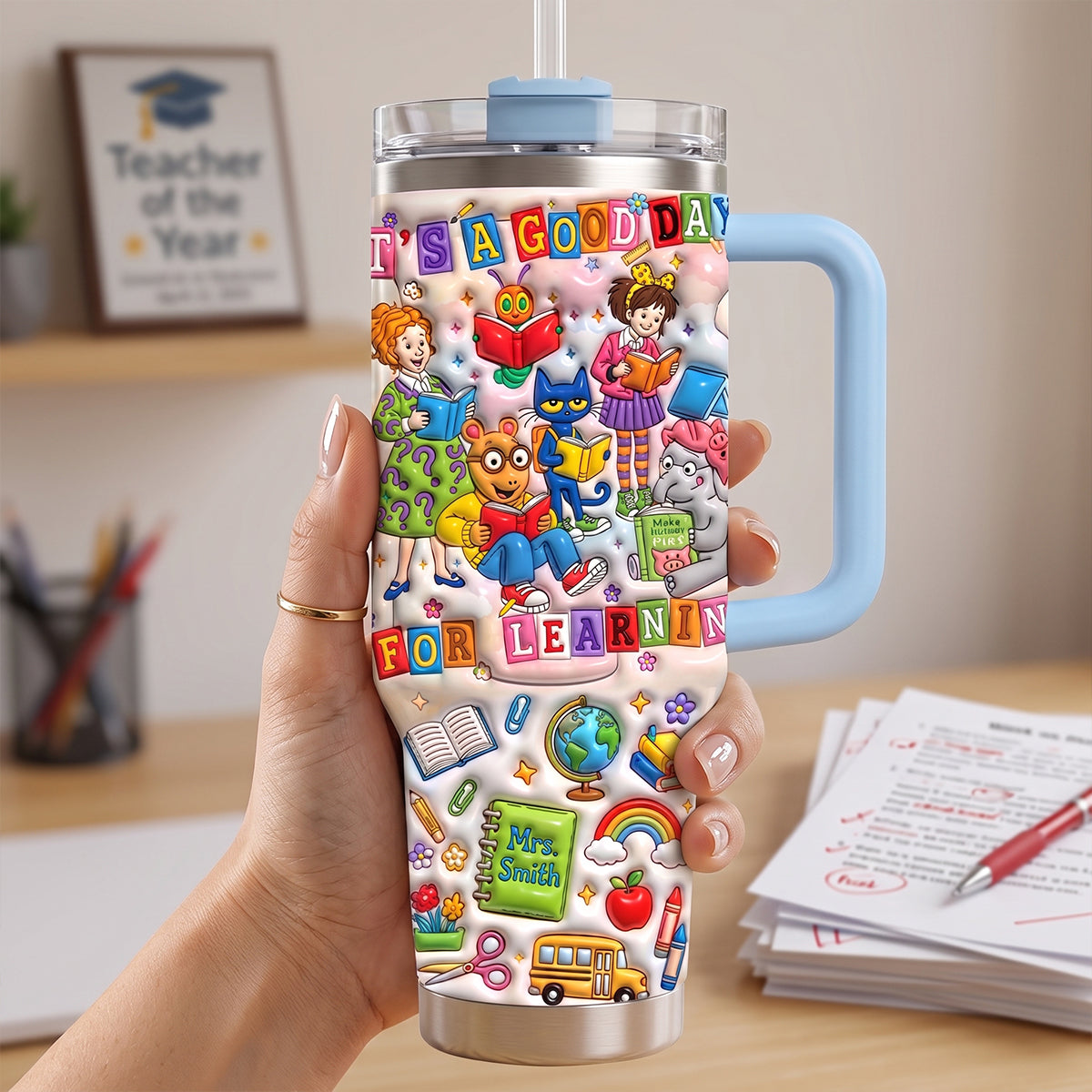 Personalized Teacher Tumbler It's A Good Day for Learning Gift Tumbler GradoCreations