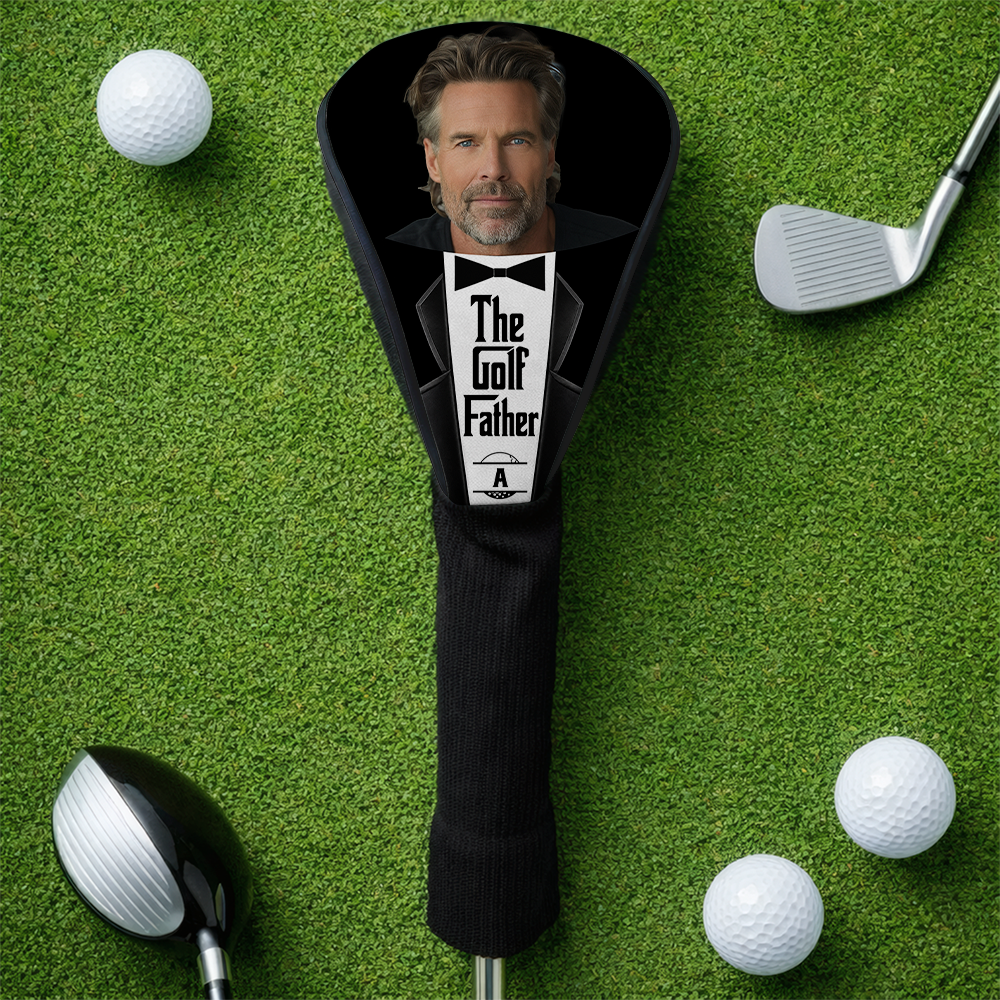 Personalized Golf Club Head Cover Custom Photo US Flag Gift for Dad HN590 - Golf Club Head Cover GradoCreations
