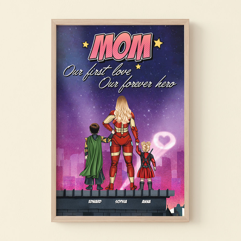 Personalized Super Mom Canvas Poster Custom Name Gift for Her