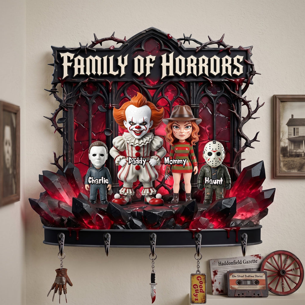 Personalized Family Of Horrors Hanging Rack Unique Halloween Gift Hanging Rack GradoCreations