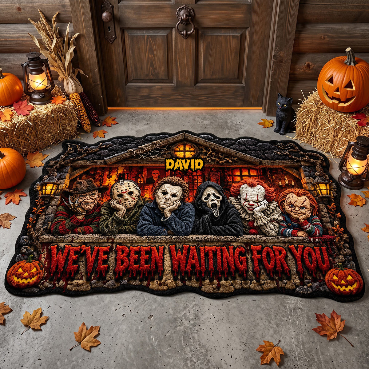 Personalized Horror Characters Shape Doormat - Halloween Family Gift Shape Doormat GradoCreations