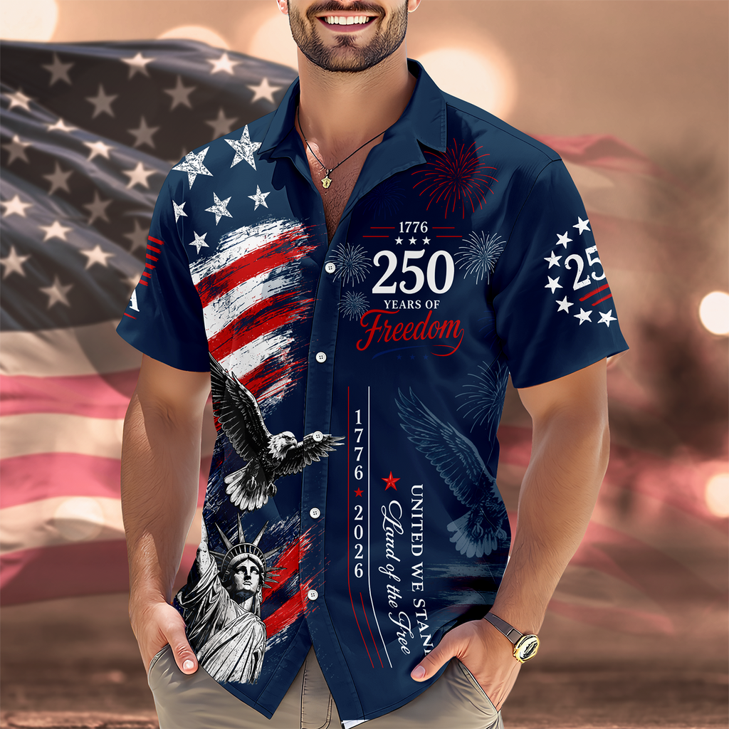Personalized 4th of July Hawaiian Shirt Custom Name USA Flag Gift HN590 - AOP Hawai Shirt GradoCreations