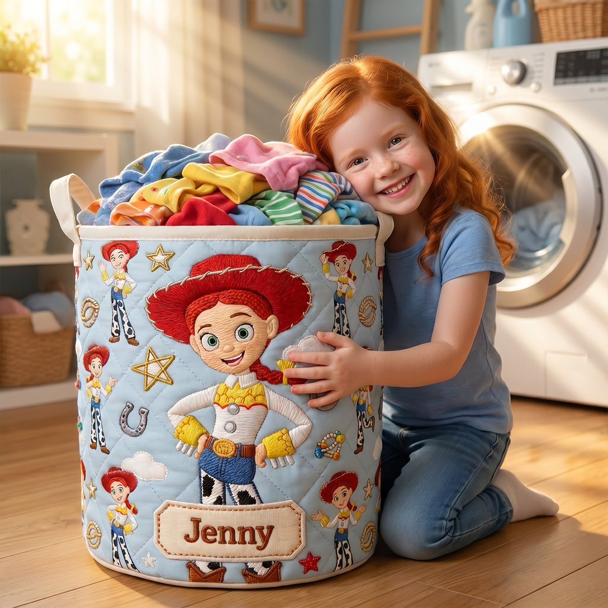 Personalized Quilted Laundry Basket with Custom Design for Kids