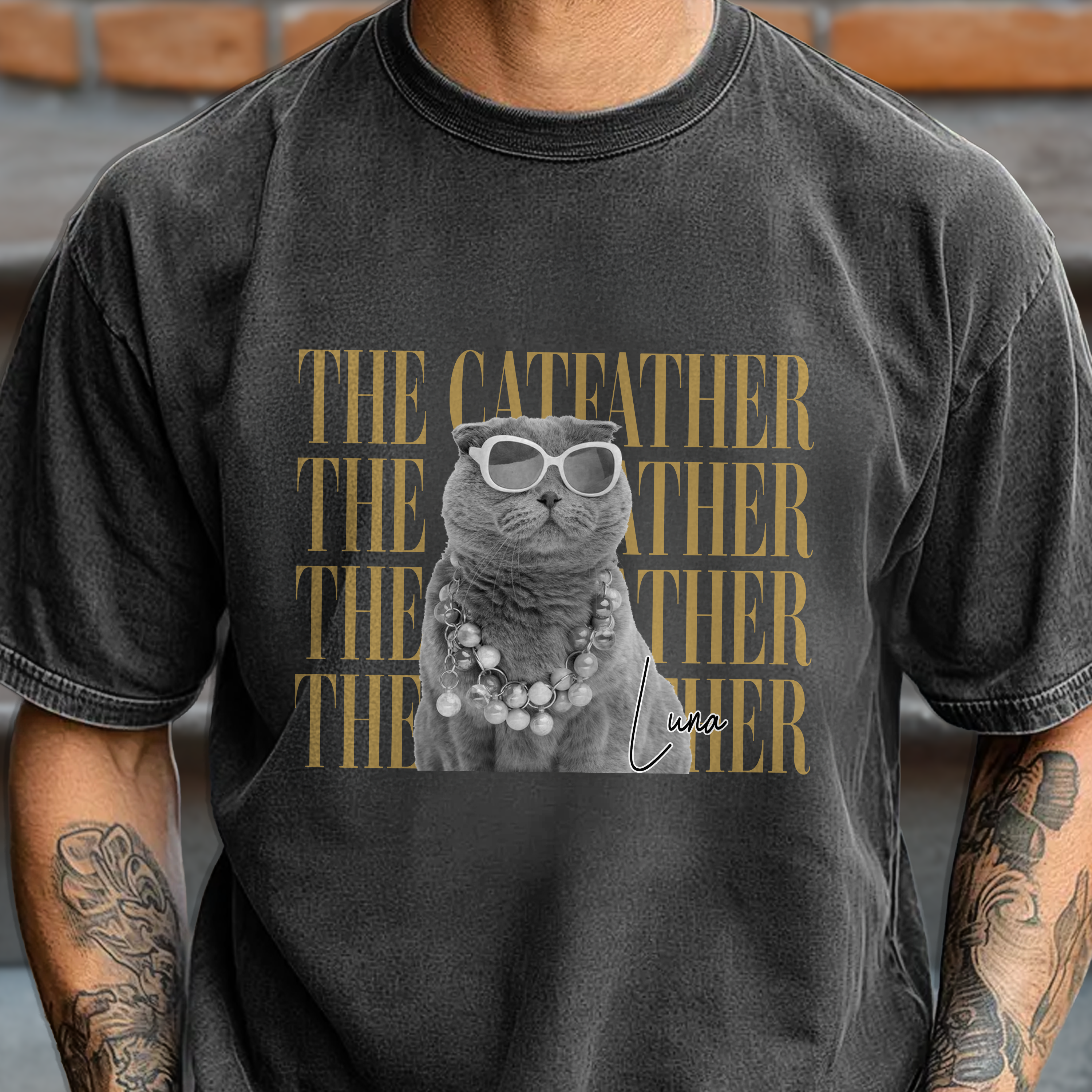 Personalized Vintage Comfort Shirt for Cat/Dog Dad with Photo Comfort Shirt GradoCreations