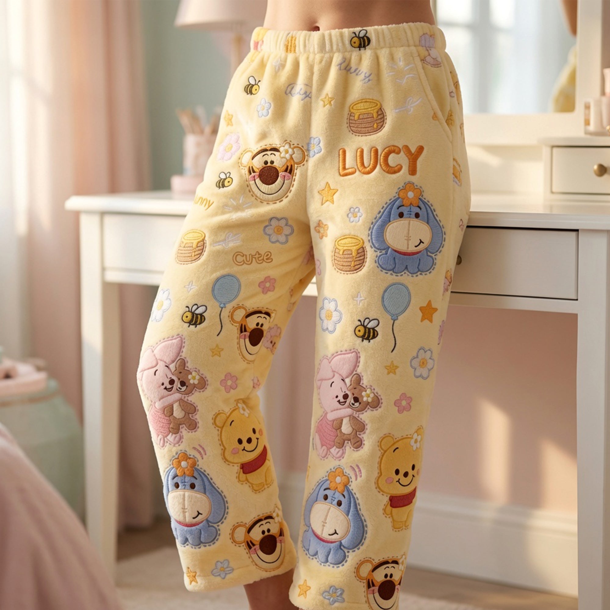 Personalized Pajama Pants with Honey Bear for Movie Fans - Anniversary Gift