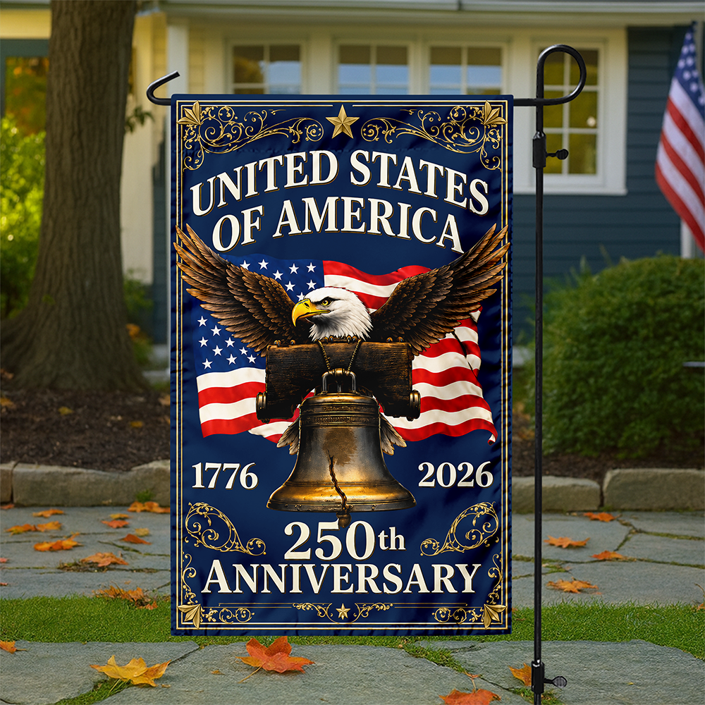 Personalized 250th Anniversary Garden Flag with Eagle Design HN590 - Garden Flag GradoCreations