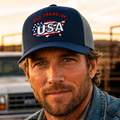 Personalized 250 Years of America Trucker Hat Gift for July 4th HN590 - Embroidered Trucker Hat GradoCreations