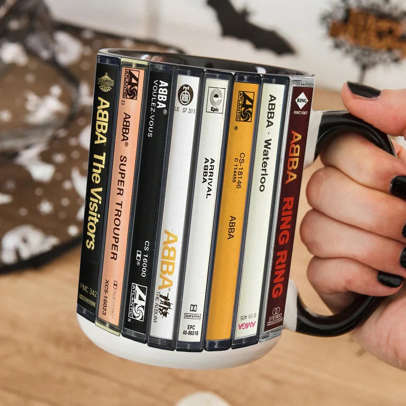 Ceramic Accent Mug ABBA Retro Cassette Design Perfect for Music Lovers GradoCreations
