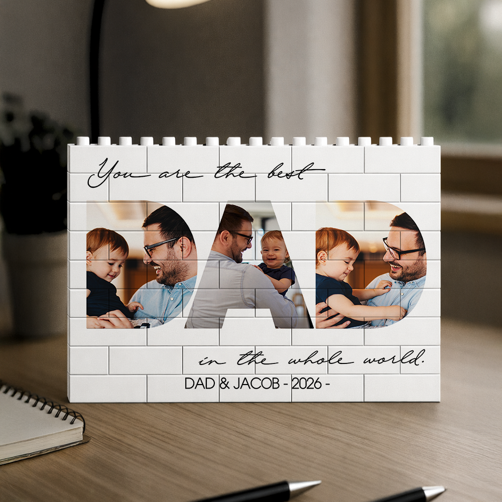 Custom Photo Building Block Gift for Dad Father's Day Keepsake HN590 - Building Blocks GradoCreations