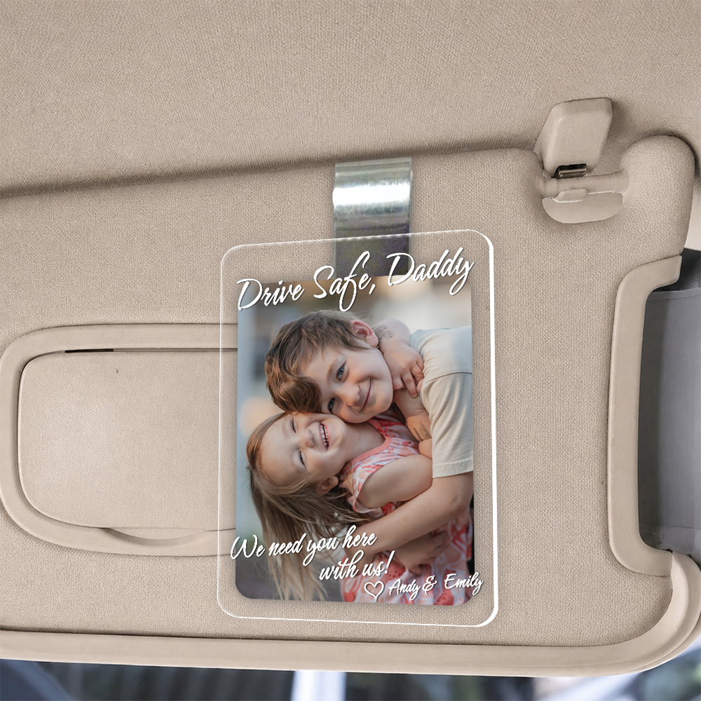 Personalized Acrylic Car Visor Clip with Photo for Dad's Day Gift HN590 - Acrylic Car Visor Clip GradoCreations