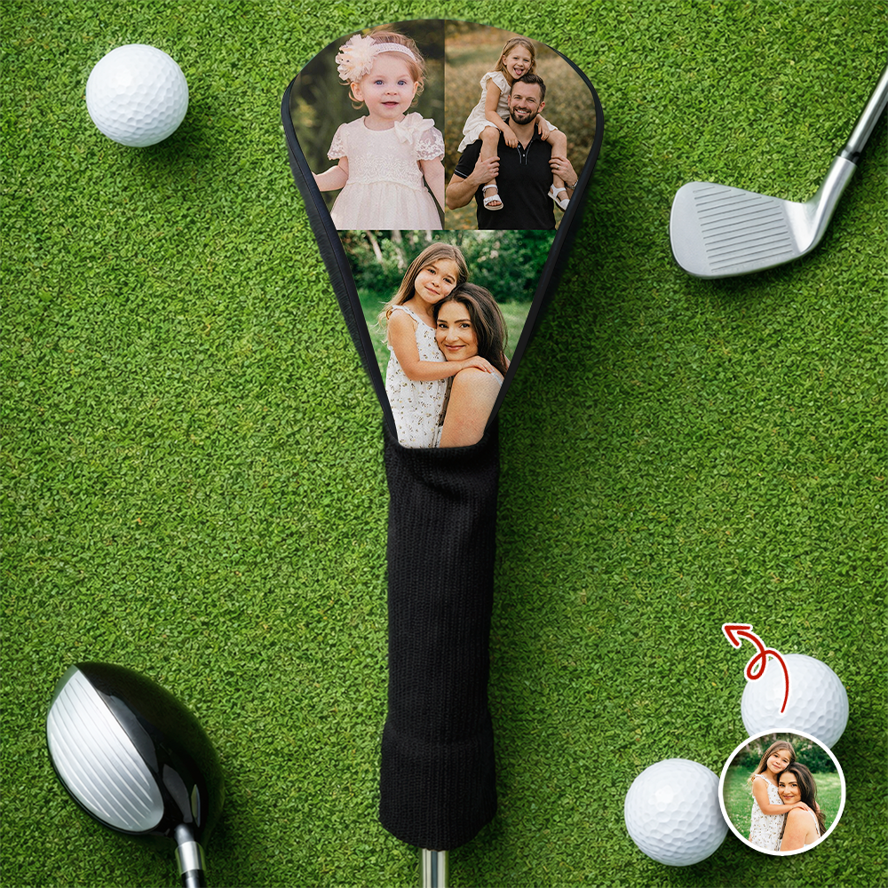 Personalized Photo Golf Club Head Cover Custom Gift for Dad HN590 - Golf Club Head Cover GradoCreations