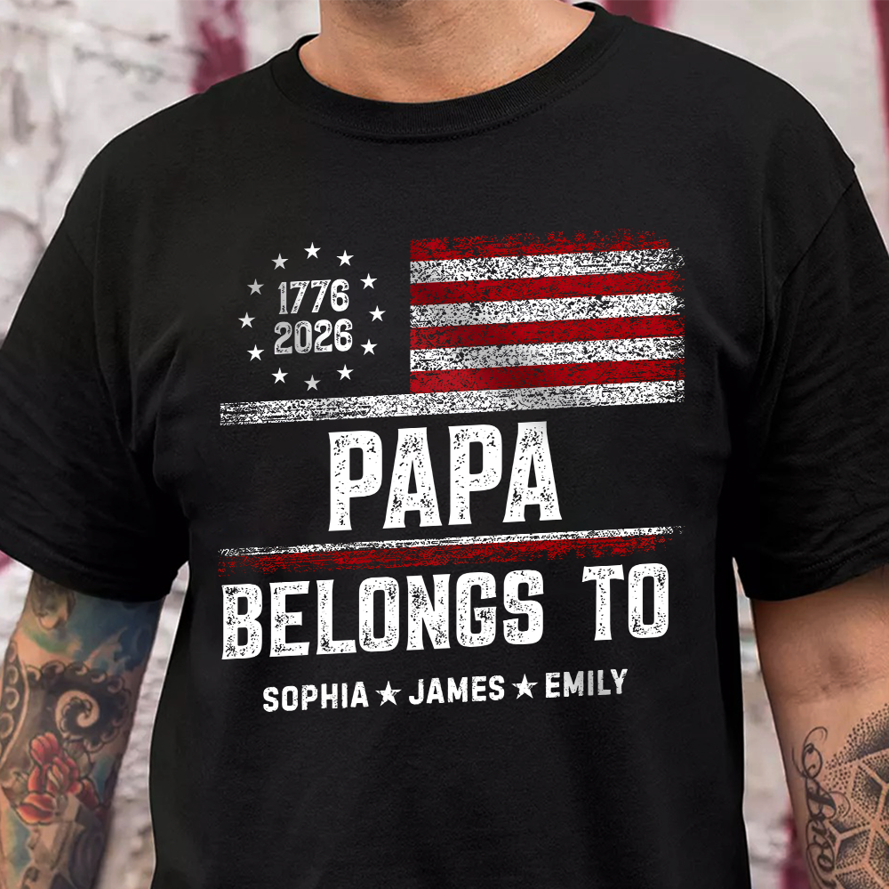 Personalized Papa Belongs To Dark Shirt Patriotic Gift for Dad HN590 - Tshirt GradoCreations