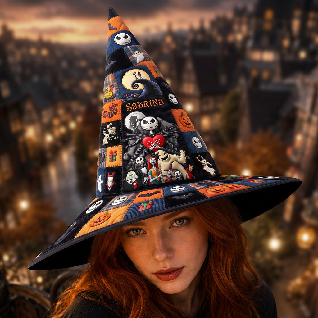 Personalized Quilted Witch Hat Custom Name Gift for Halloween Quilt Witch Hat GradoCreations