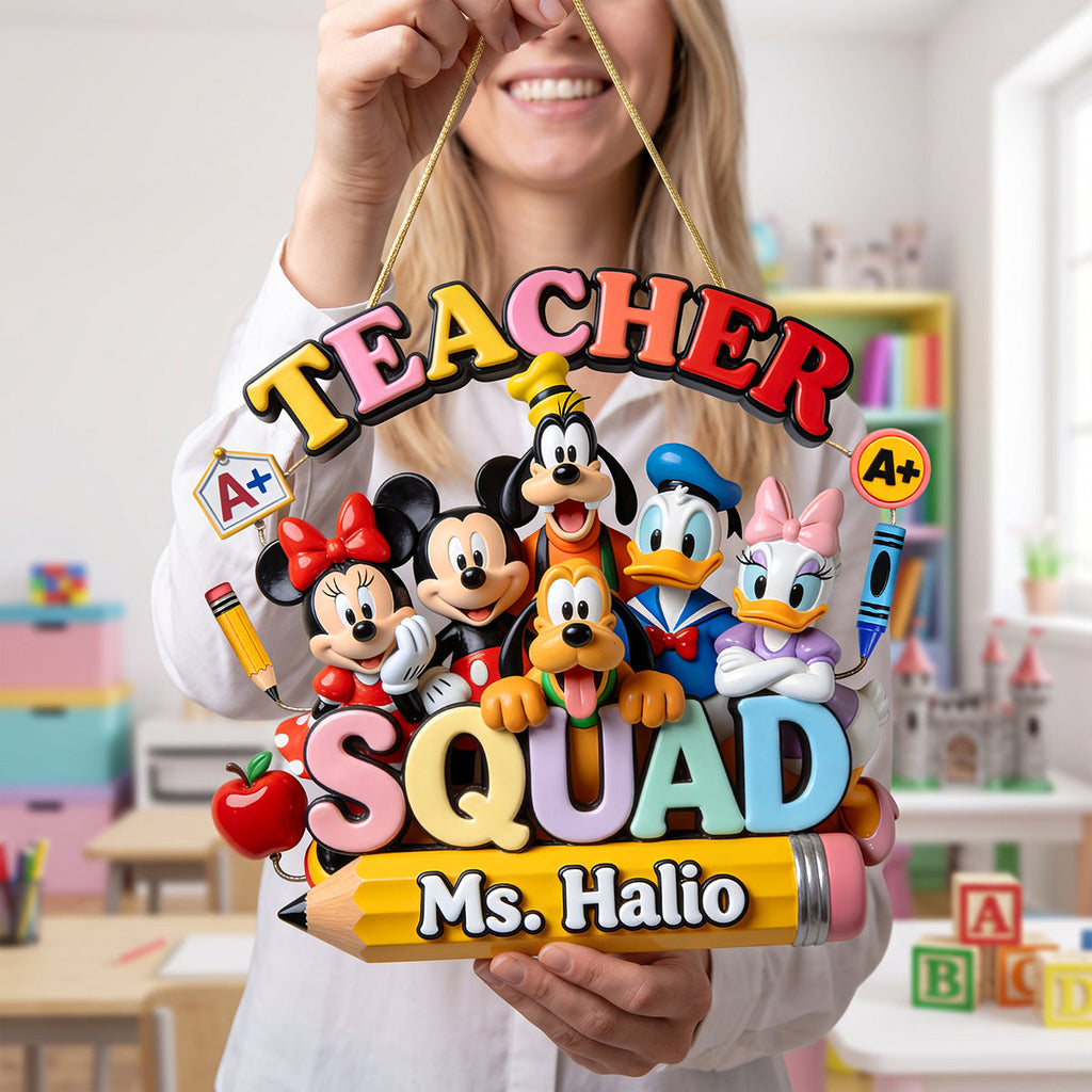Personalized Teacher Squad Wooden Sign Custom Name Gift Wood Sign GradoCreations