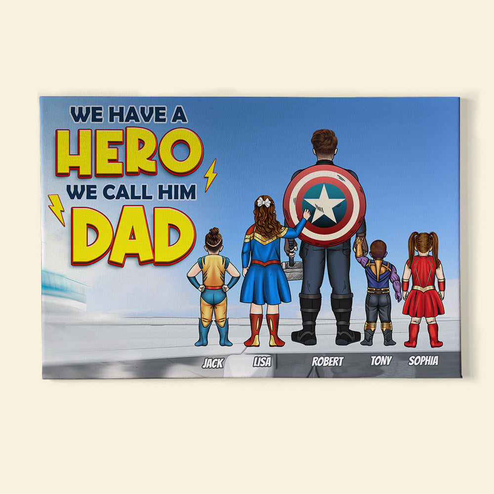 Personalized Canvas Super Hero Poster Gift for Dad, Father's Day