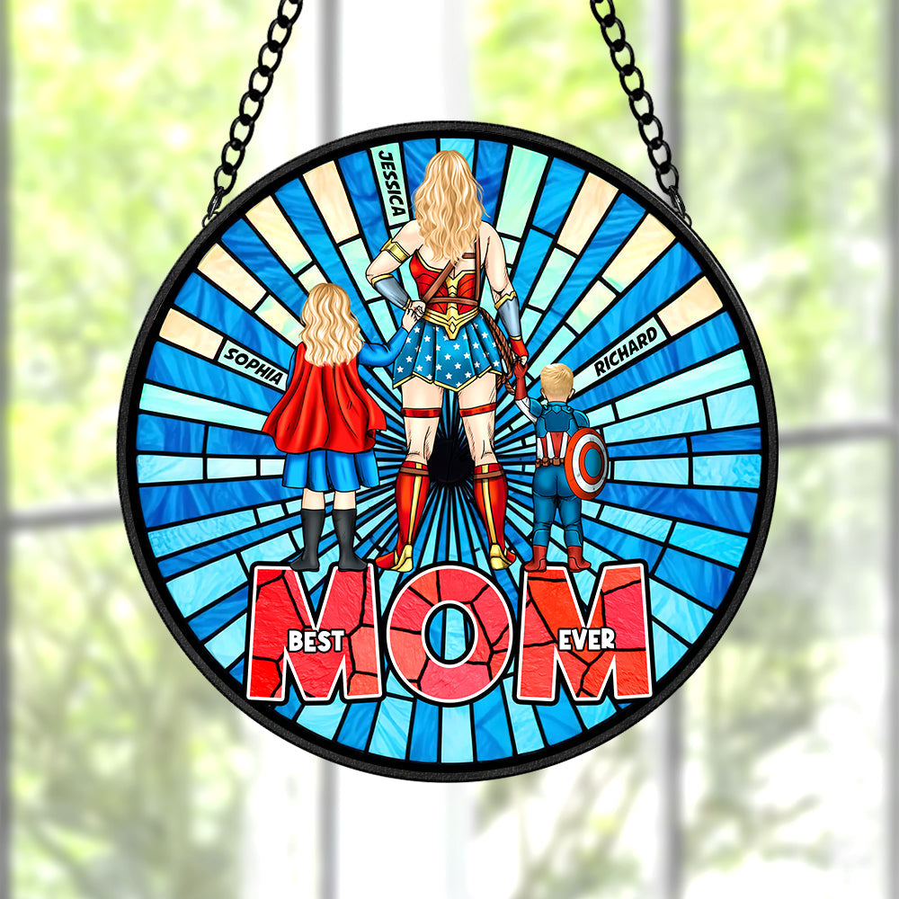 Personalized Stained Glass Suncatcher for Mom | Superhero Gift