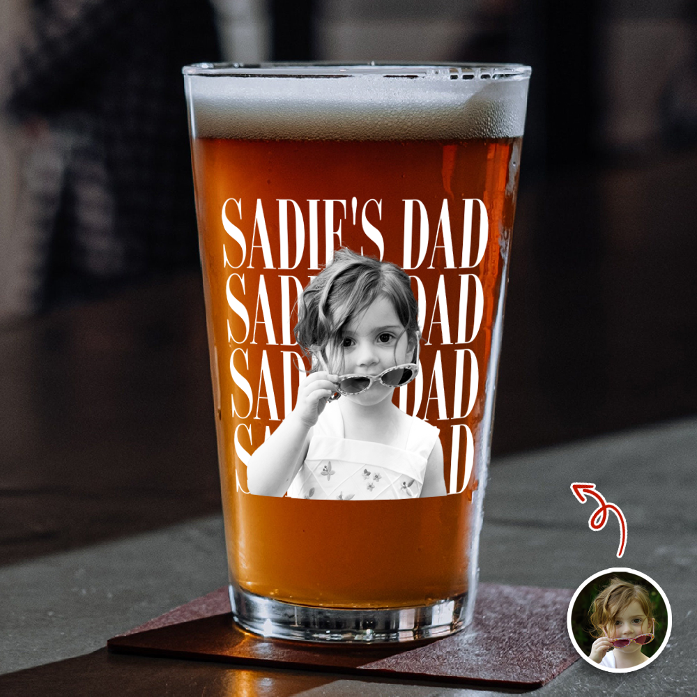 Personalized Vintage Photo Beer Glass Custom Gift for Dad HN590 - Print Beer Glass GradoCreations
