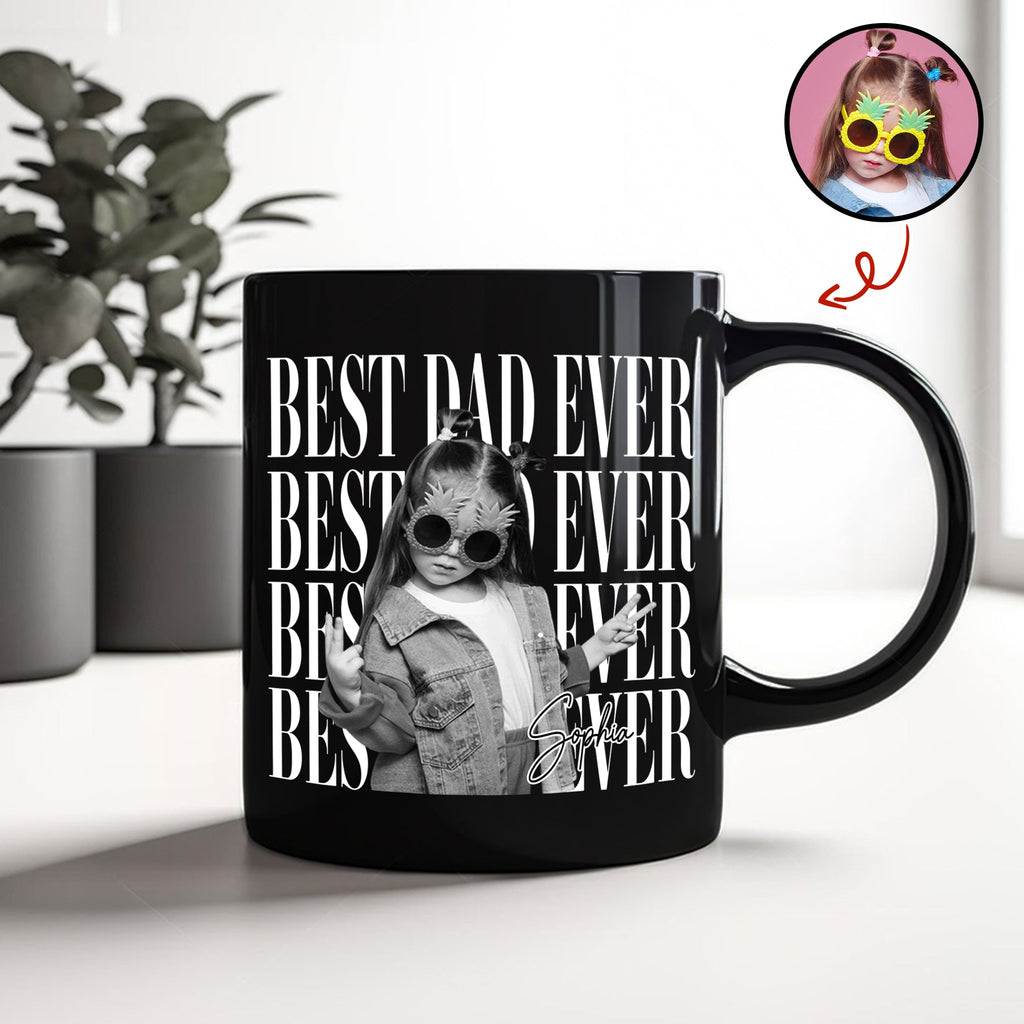 Personalized Black Mug Custom Photo Gift for Dad Father's Day HN590 - Black Mug GradoCreations