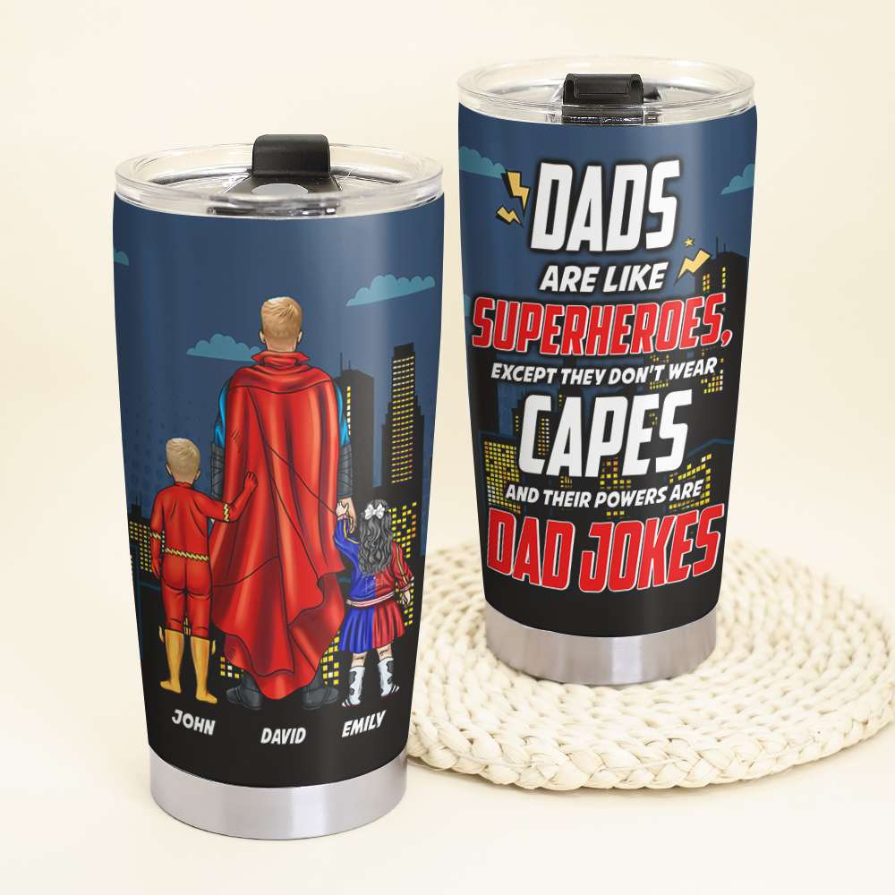 Personalized Stainless Steel Tumbler Superhero Dad Gift for Father's Day