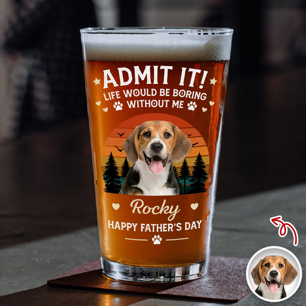 Personalized Beer Glass Custom Photo Gift for Dog Dad HN590 - Print Beer Glass GradoCreations