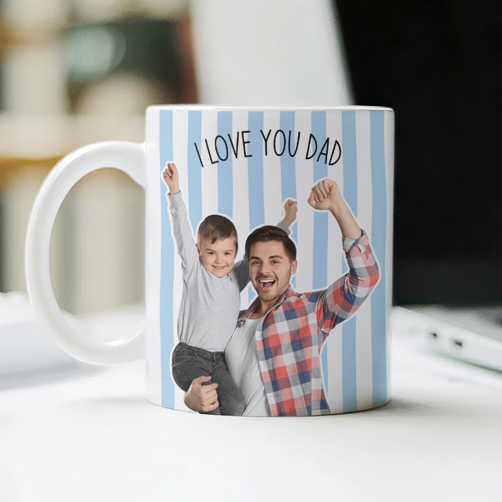 Personalized Photo Coffee Mug Custom Gift for Dad New Dad HN590 - edge to edge mug fix GradoCreations