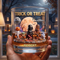 Personalized Trick or Treat Whiskey Glass Custom Name Halloween Gift Whiskey Glass GradoCreations