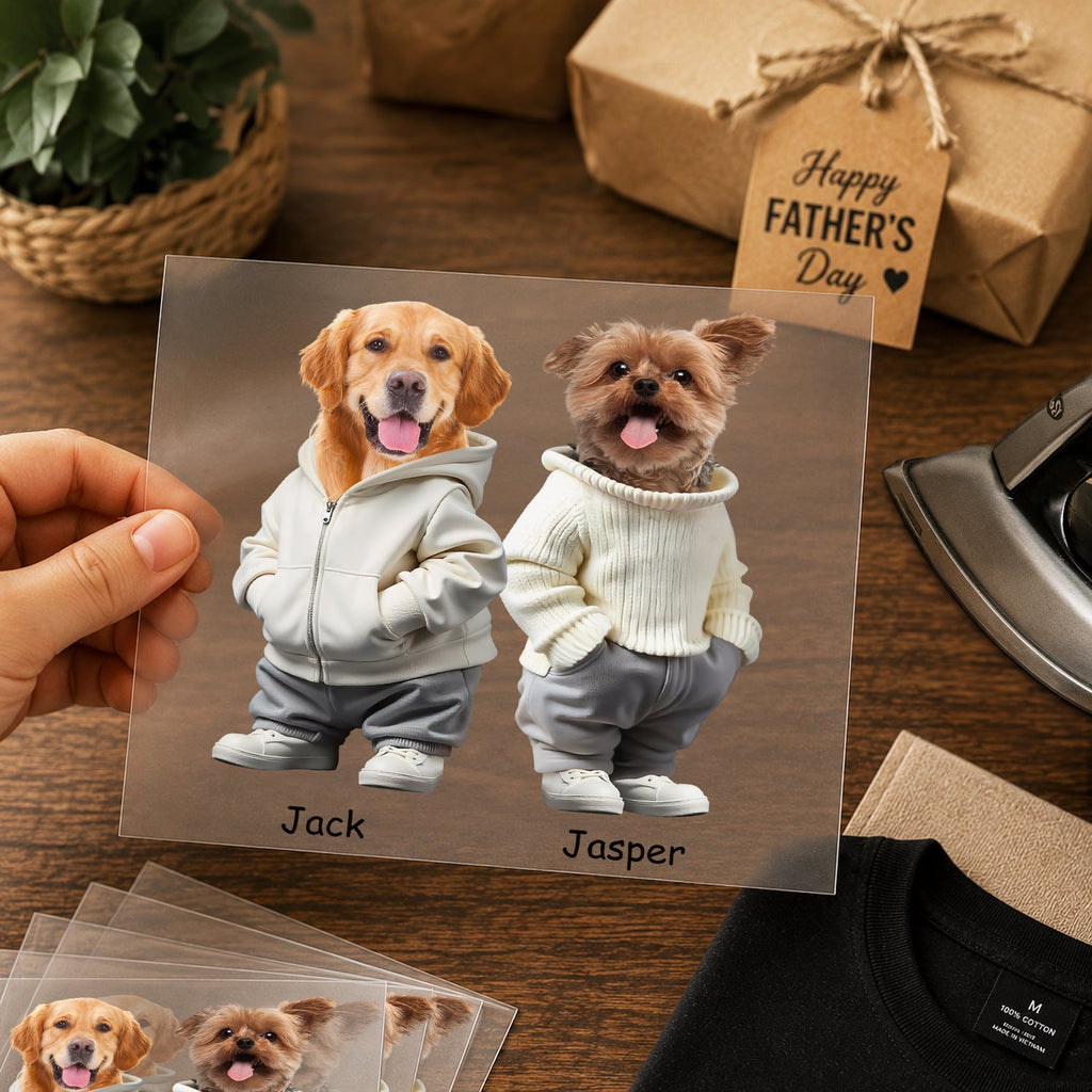 Personalized Dog Cat Photo DTF Transfer Gift for Dad HN590 - DTF Transfer different design GradoCreations