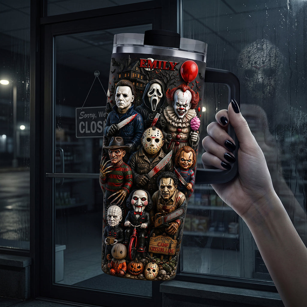 Personalized Halloween Tumbler with Horror Characters Gift Idea Tumbler GradoCreations