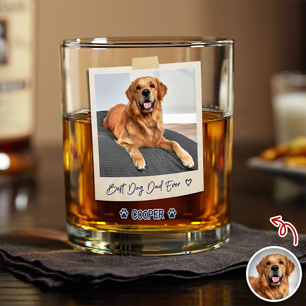 Personalized Dog Photo Whiskey Glass Gift for Dog Dad HN590 - Print Rock Glass GradoCreations