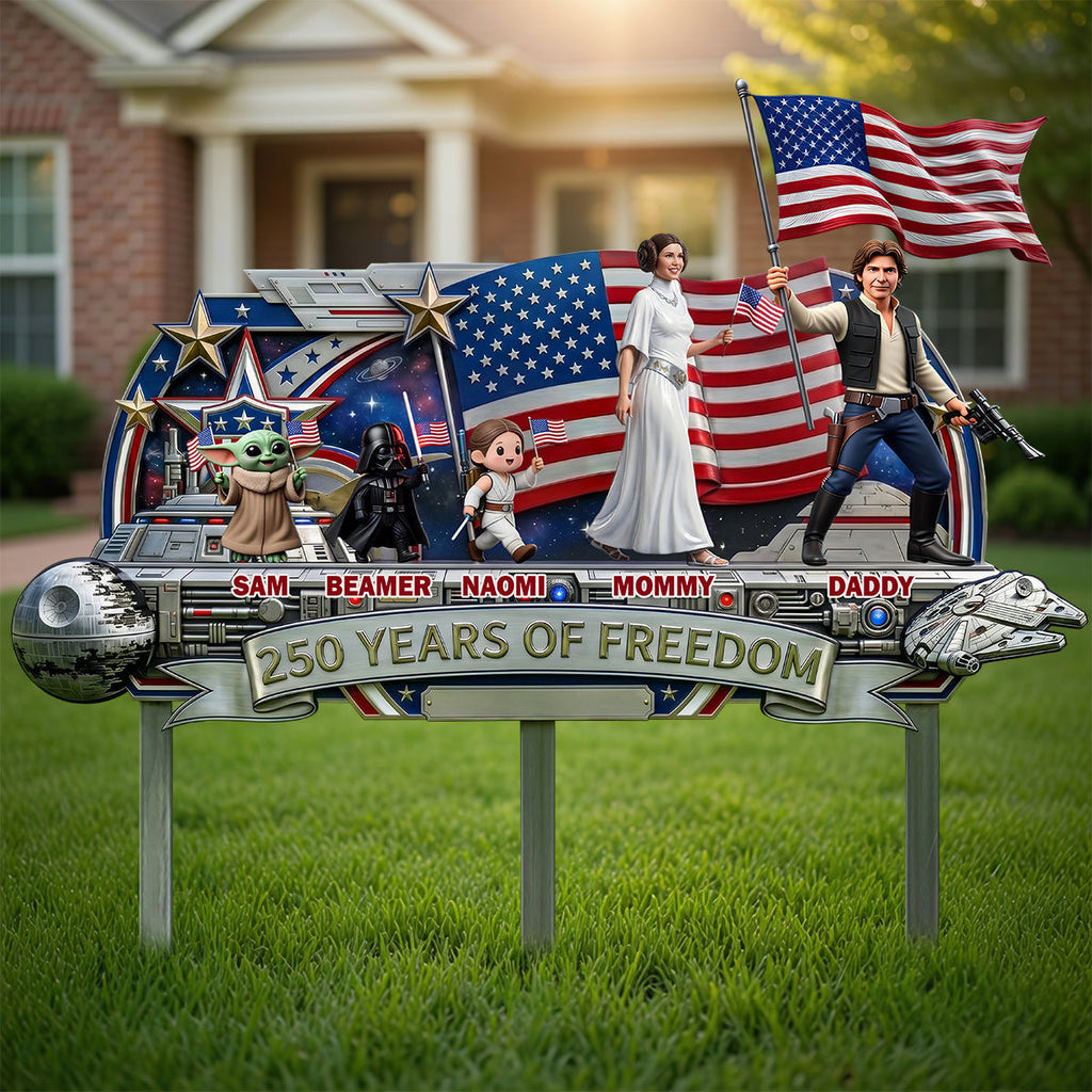 Personalized Metal Garden Stake 250 Years of Freedom for Family