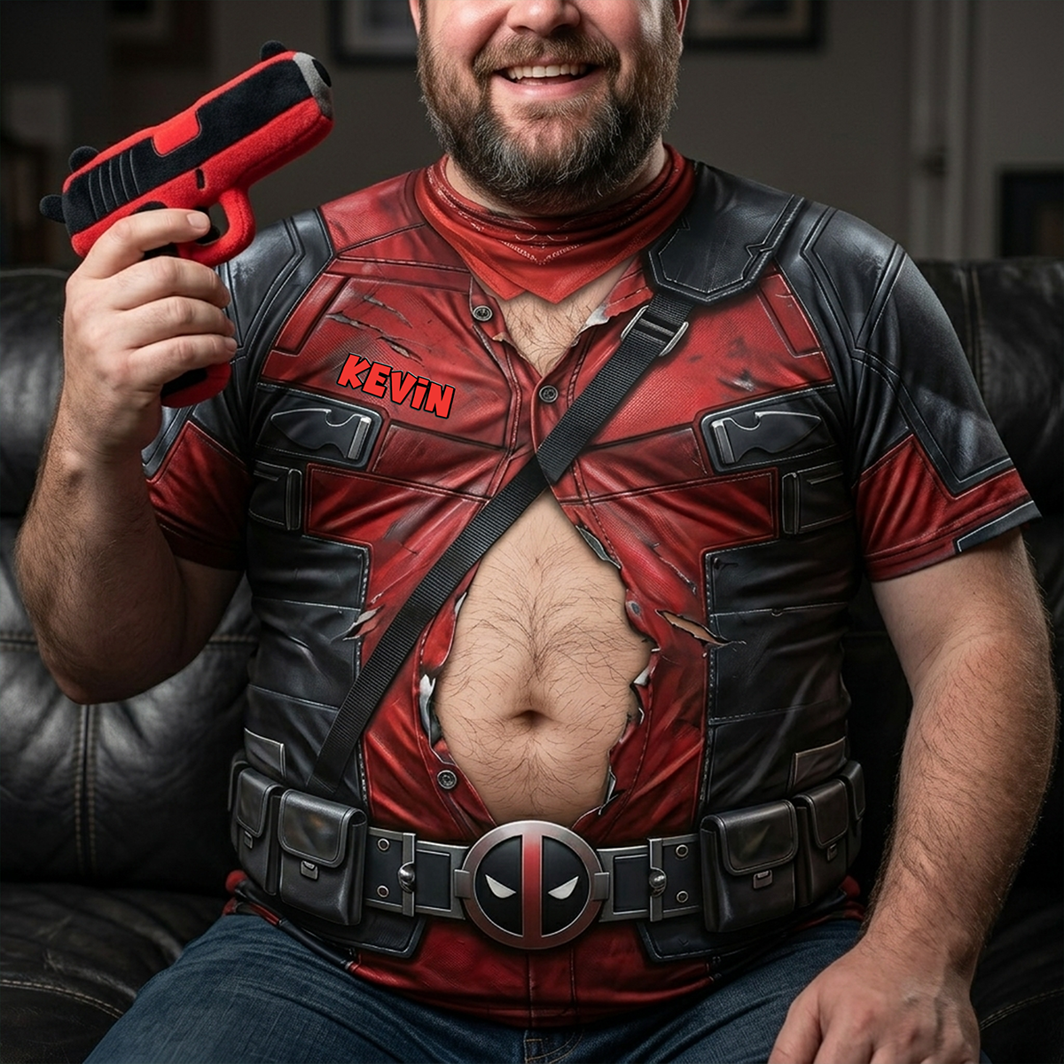 Personalized Superhero Muscle Costume Shirt for Him - Fun Gift for Dad or Husband AOP Tshirt GradoCreations